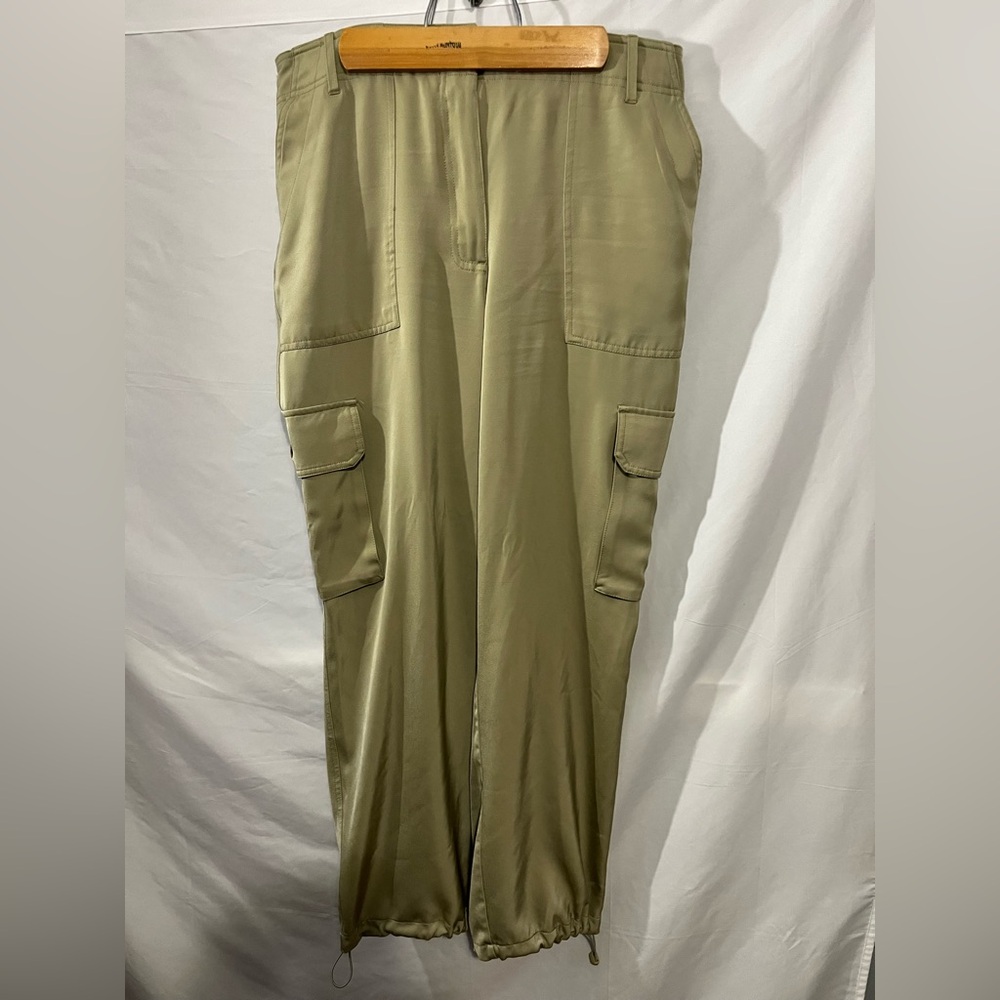 Joie Cargo Jogger Pants Olive Green sz 12‎ Silky Lightweight Utility Drawstring